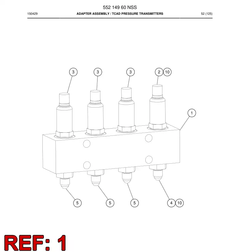 55214963 552 149 63 Block, Lubricant Fittings - Sandvik Technical Drawing