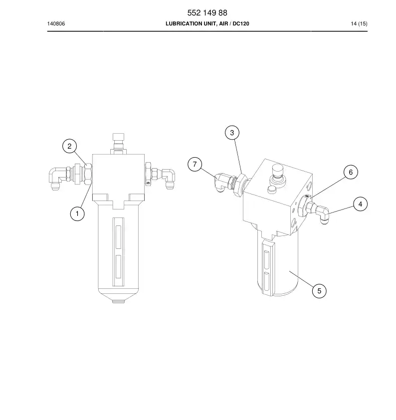 55214988 552 149 88 Lubrication Unit, Air - Sandvik Technical Drawing