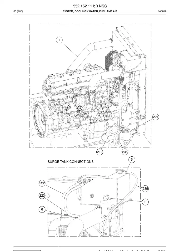 55215211b 552 152 11b System, Cooling - Sandvik Technical Drawing