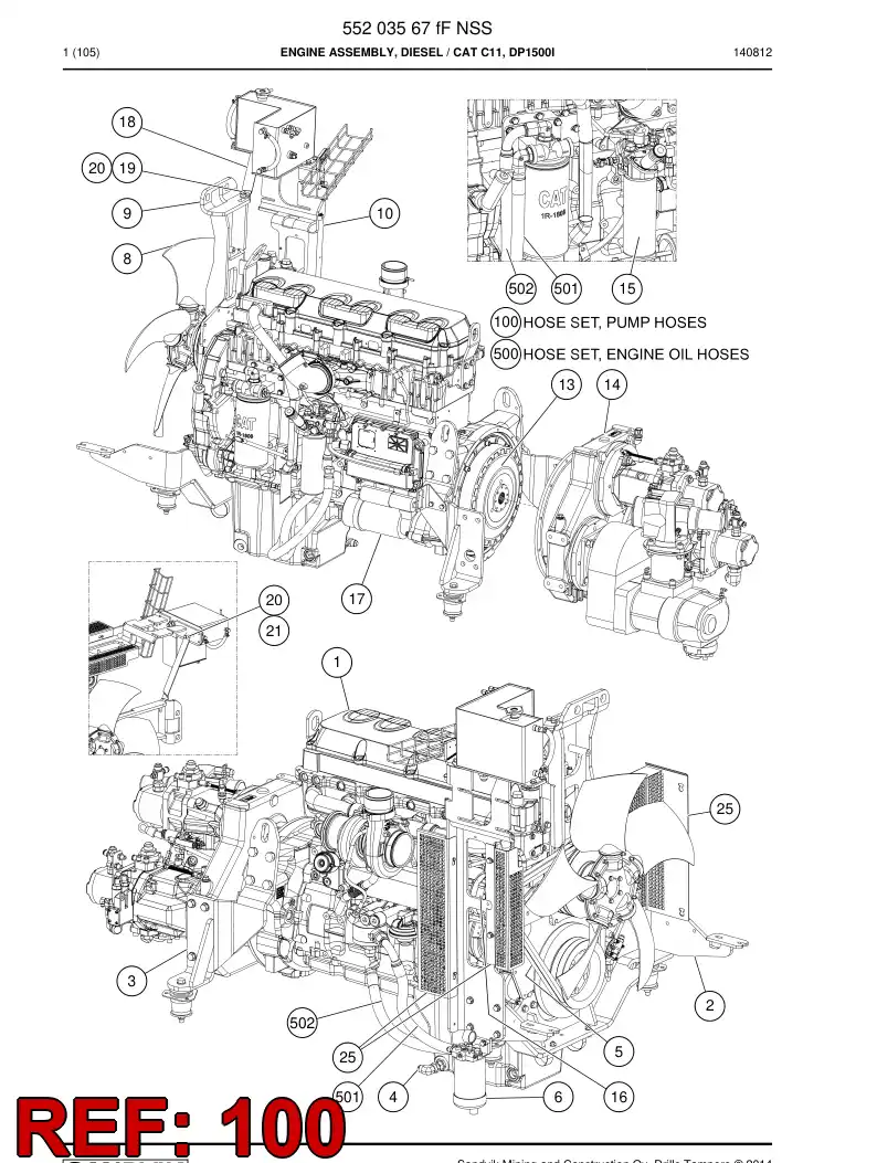 55215221i 552 152 21i Hose Set - Sandvik Technical Drawing