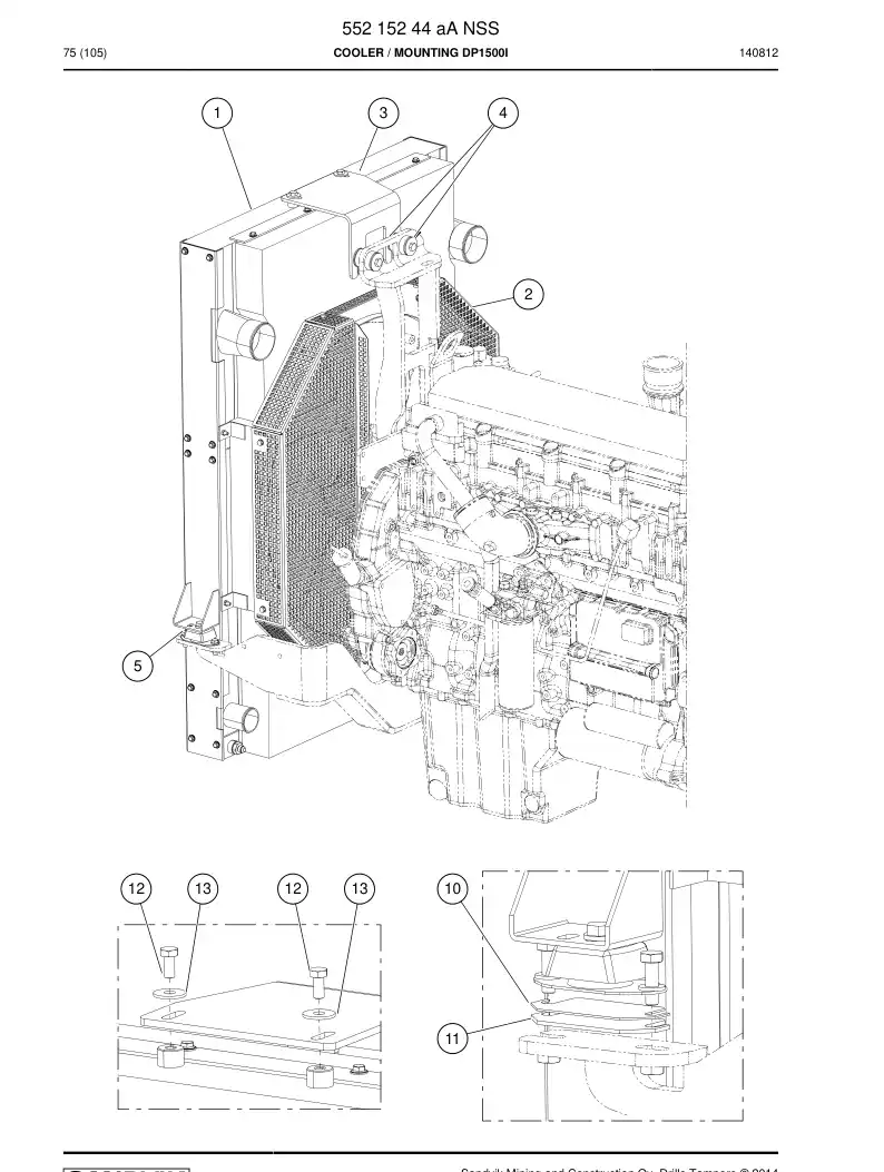 55215244a 552 152 44a Cooler - Sandvik Technical Drawing