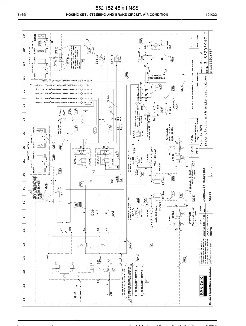 55215248m 552 152 48m HOSE SET - Sandvik Technical Drawing