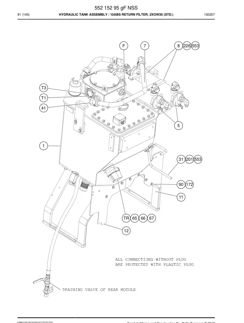 55215295g 552 152 95g Hydraulic Tank Assembly - Sandvik Technical Drawing