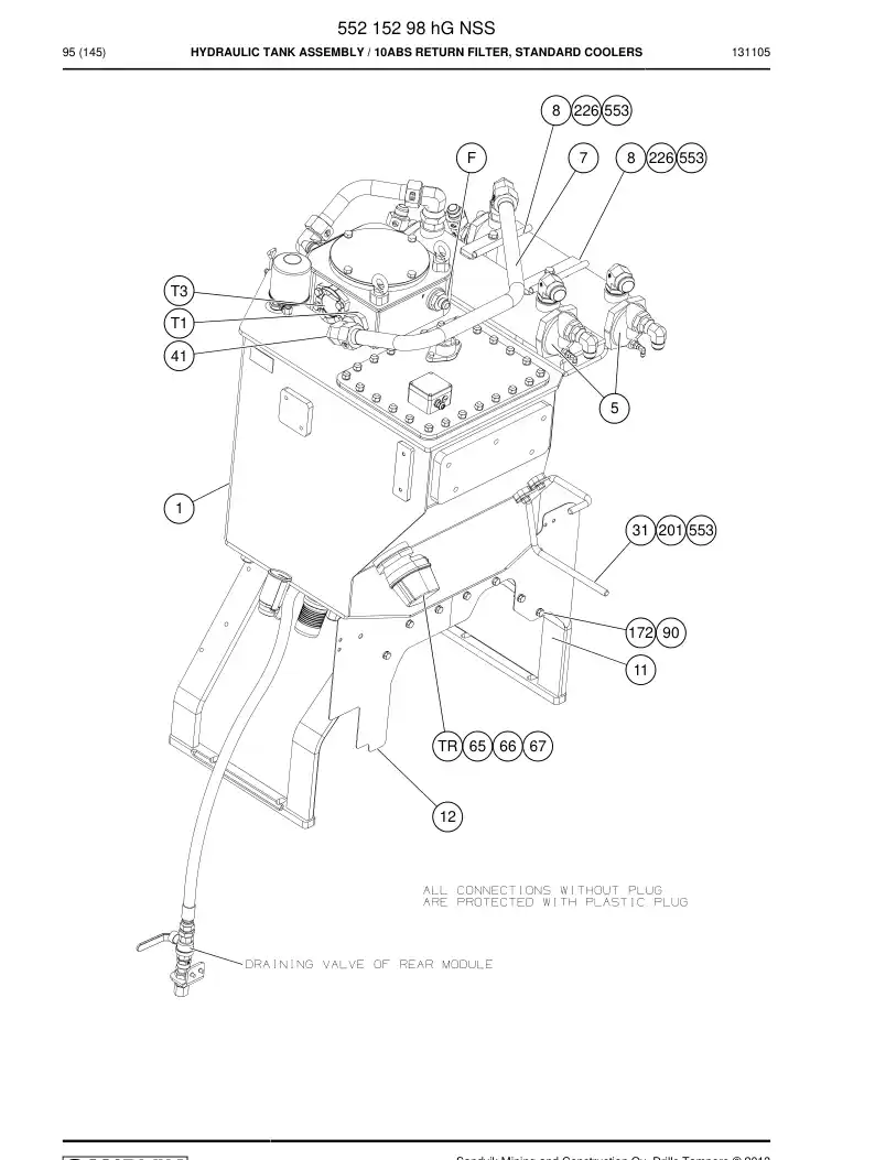 55215298h 552 152 98h Hydraulic Tank Assembly - Sandvik Technical Drawing