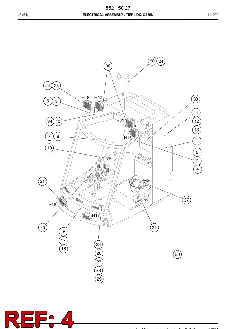 55215317 552 153 17 Wiring harness assembly - Sandvik Technical Drawing