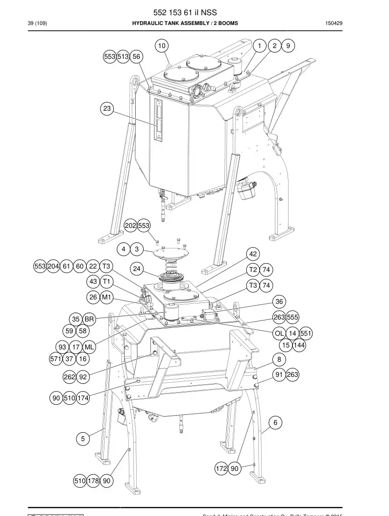 55215361i 552 153 61i Tank, Hydraulic - Sandvik Technical Drawing
