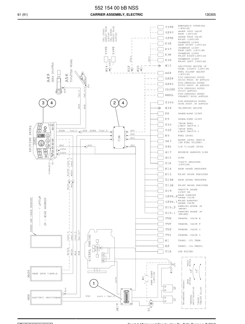 55215400b 552 154 00b Carrier Assembly, Electric - Sandvik Technical Drawing
