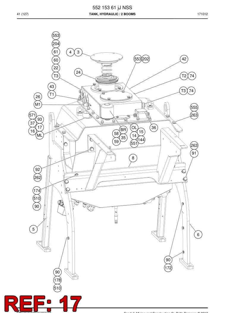 55215427 552 154 27 Plate, Mounting - Sandvik Technical Drawing