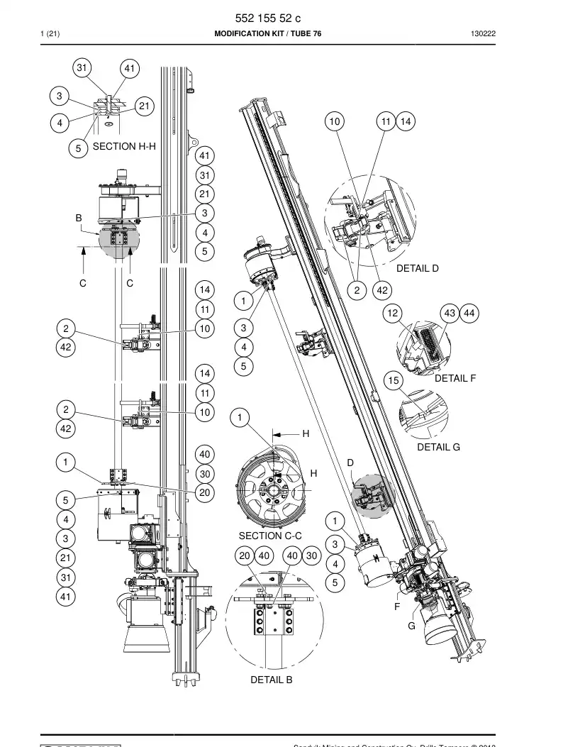 55215552c 552 155 52c MODIFICATION KIT - Sandvik Technical Drawing