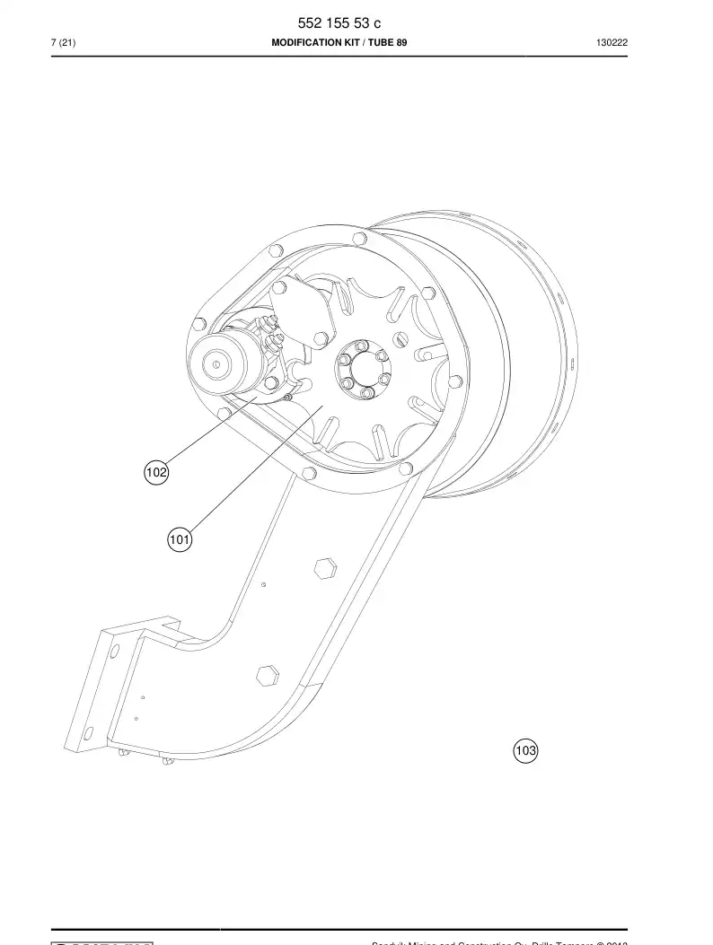 55215553c 552 155 53c MODIFICATION KIT - Sandvik Technical Drawing