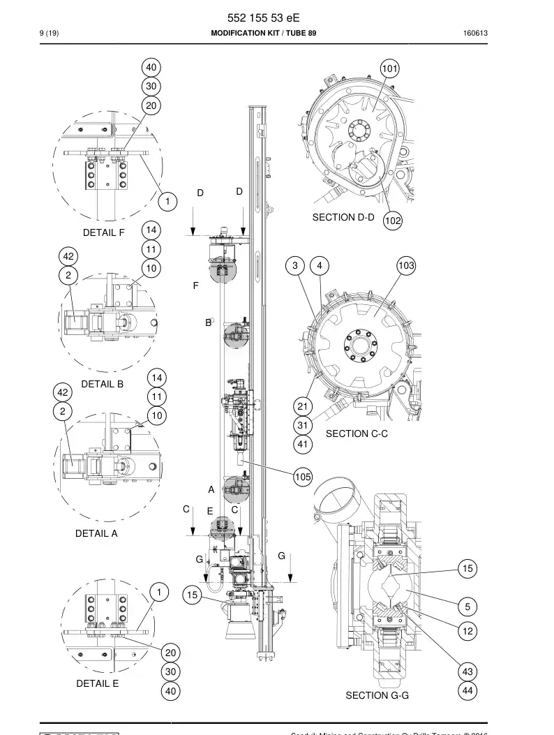 55215553e 552 155 53e Modification Kit - Sandvik Technical Drawing