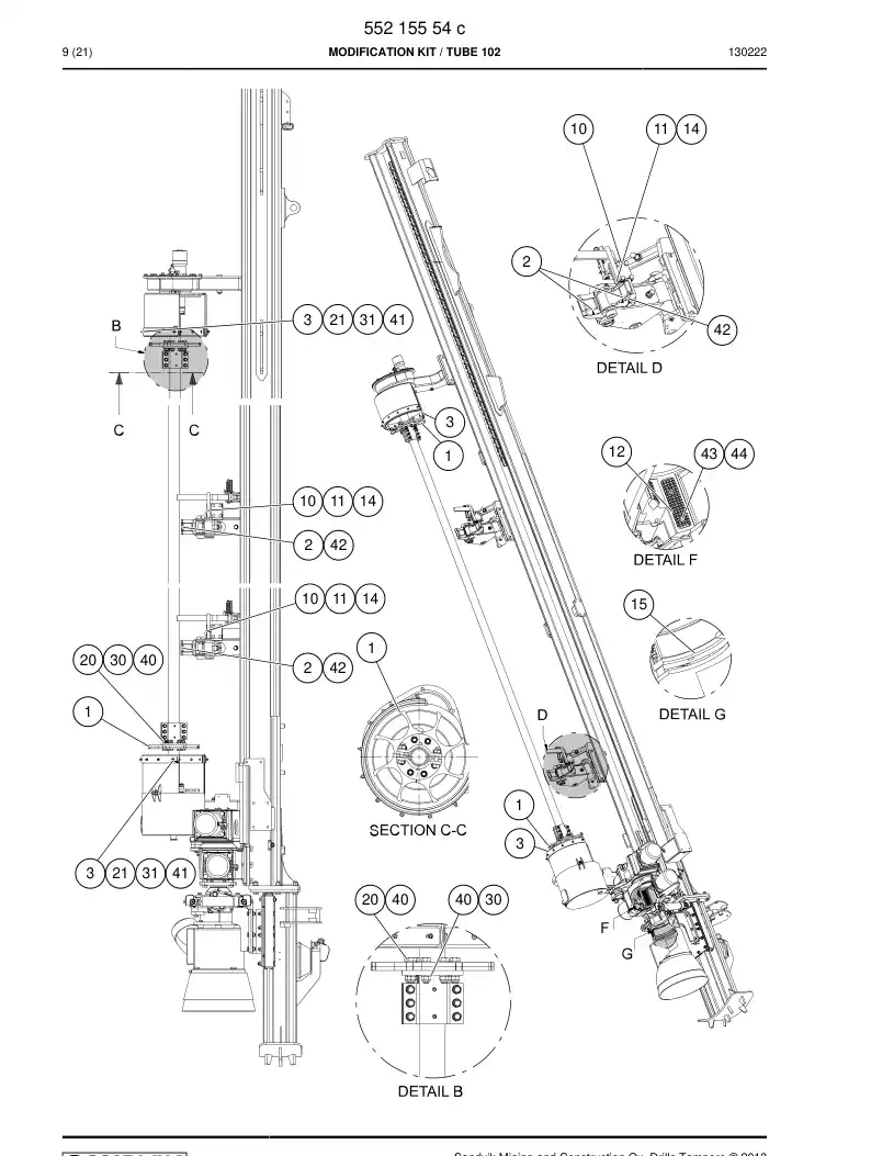 55215554c 552 155 54c MODIFICATION KIT - Sandvik Technical Drawing