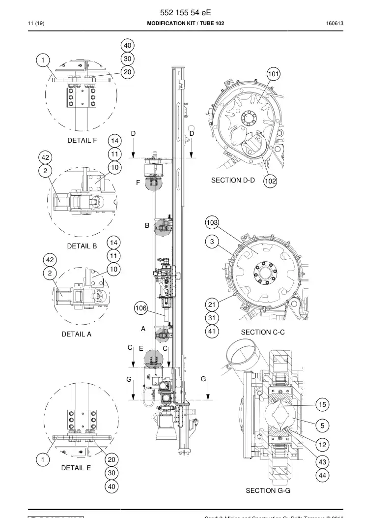 55215554e 552 155 54e Modification Kit - Sandvik Technical Drawing