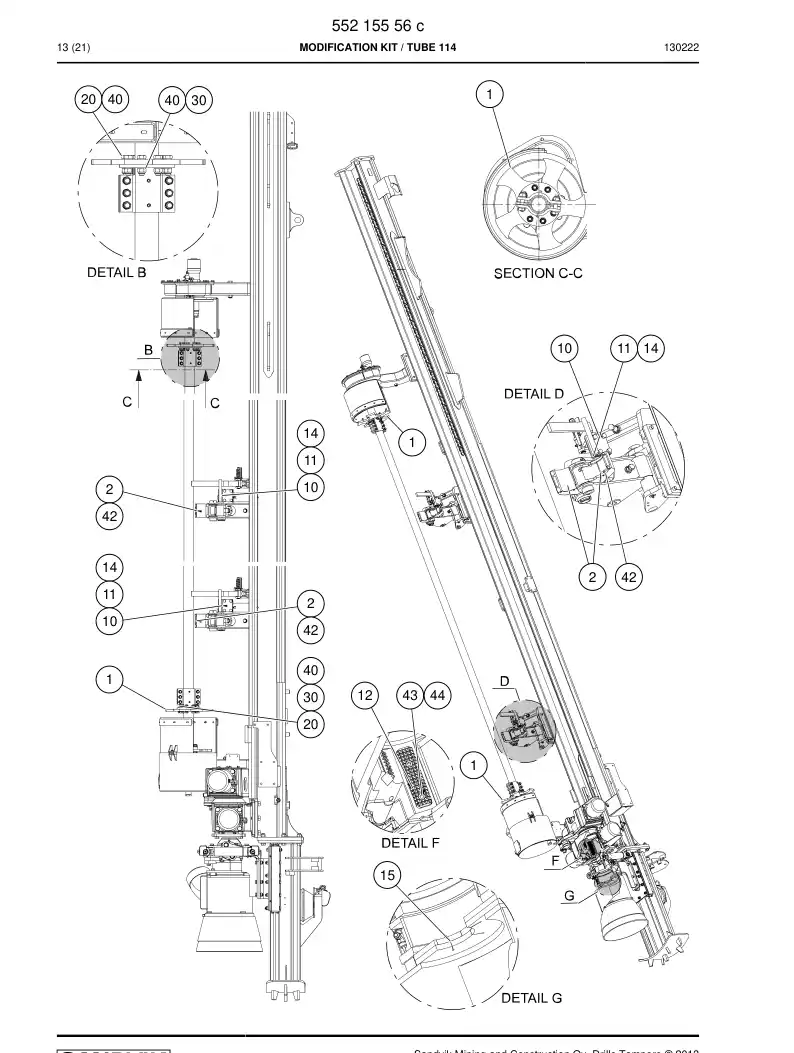 55215556c 552 155 56c MODIFICATION KIT - Sandvik Technical Drawing