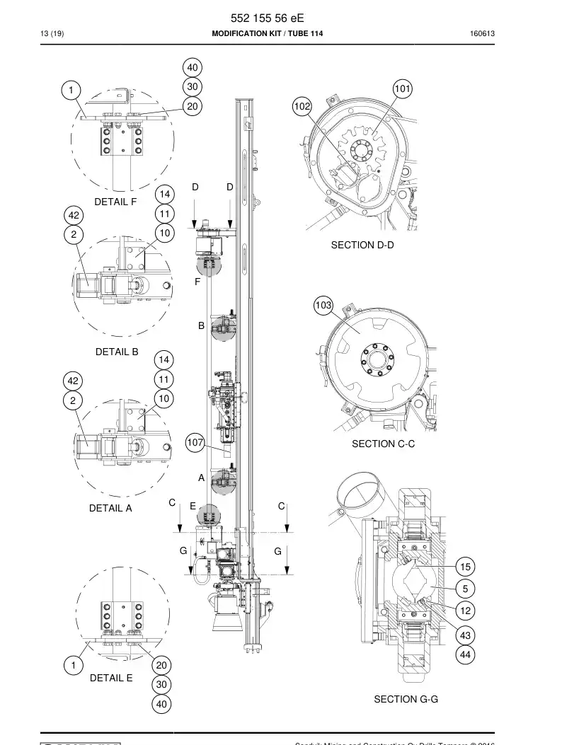 55215556e 552 155 56e Modification Kit - Sandvik Technical Drawing