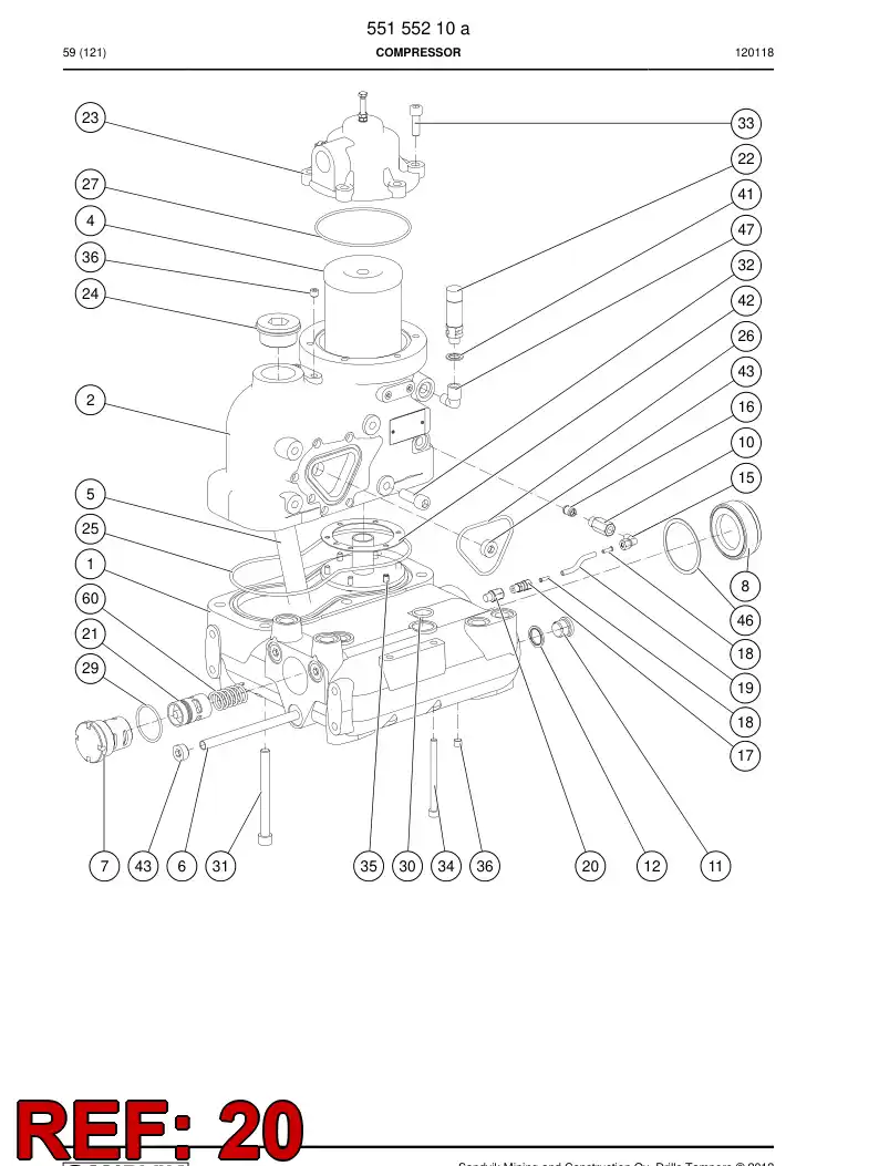 55215605 552 156 05 Valve, Check - Sandvik Technical Drawing