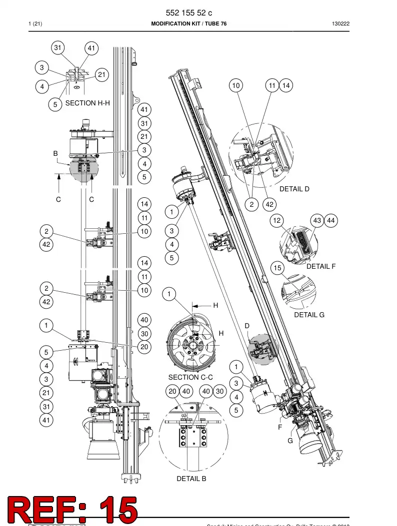 55215618 552 156 18 Lock rubber - Sandvik Technical Drawing