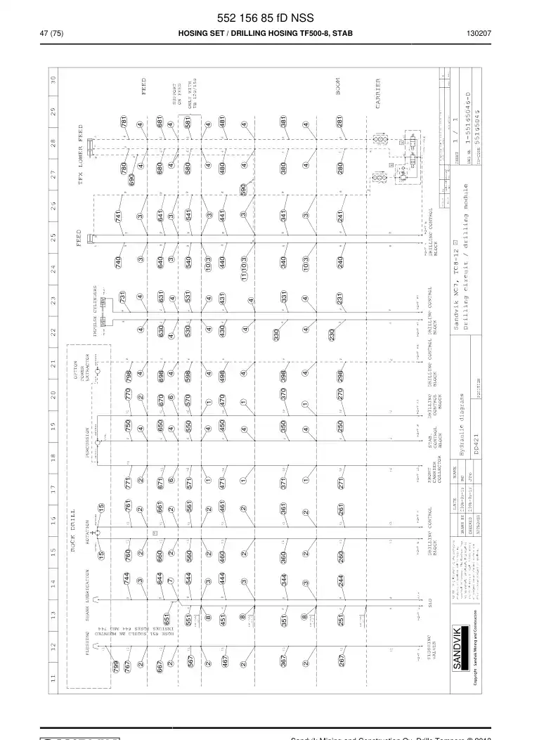 55215685i 552 156 85i Hosing Set - Sandvik Technical Drawing