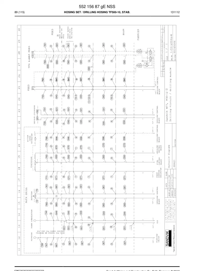 55215687g 552 156 87g Hosing Set - Sandvik Technical Drawing
