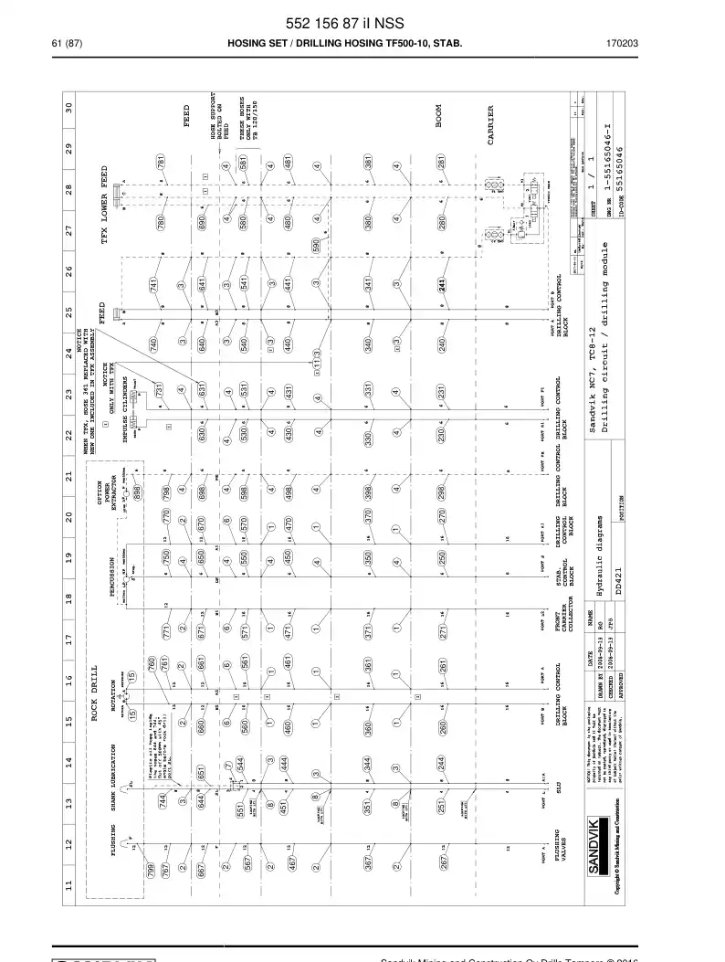 55215687j 552 156 87j Hosing Set - Sandvik Technical Drawing