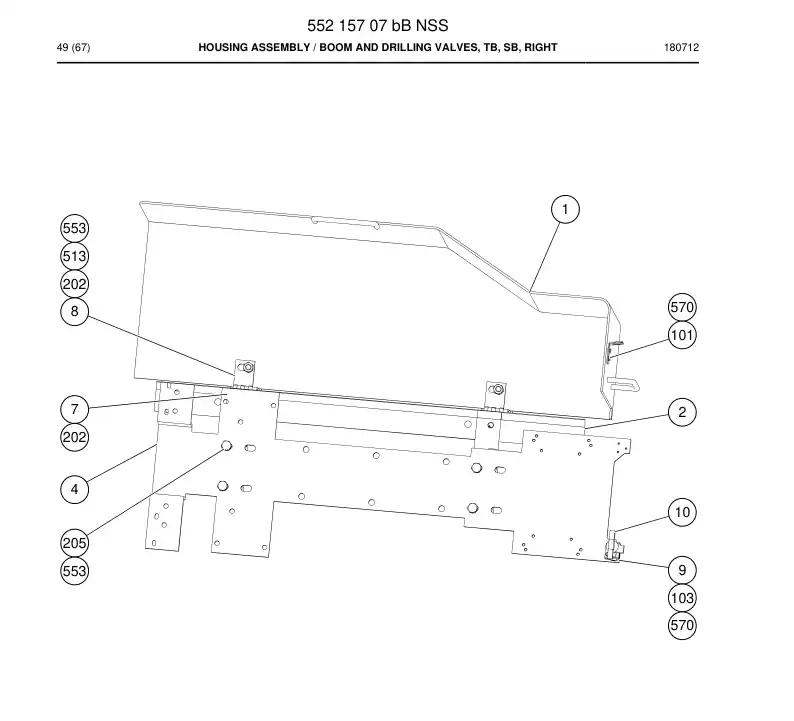 55215707b 552 157 07b Housing Assembly - Sandvik Technical Drawing
