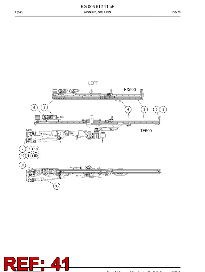 55215822 552 158 22 Cover, Hose - Sandvik Technical Drawing