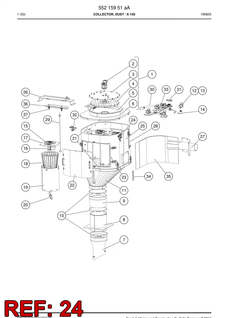 55215969 552 159 69 Lock device latch - Sandvik Technical Drawing