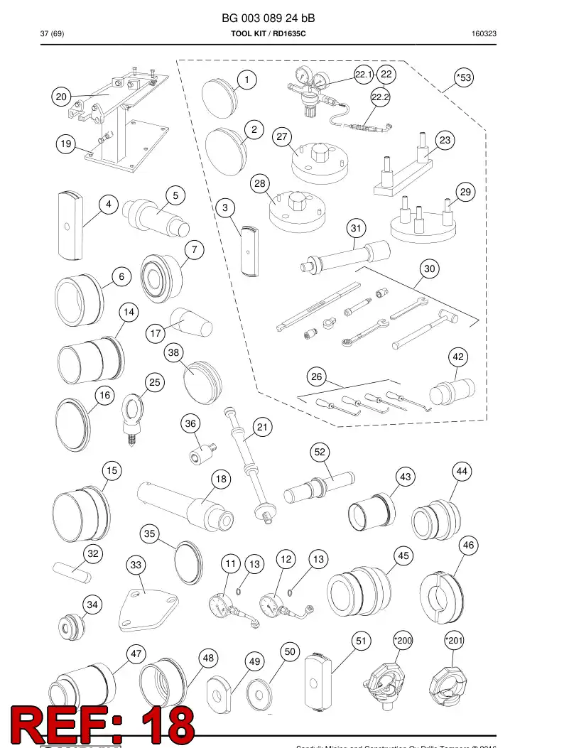 55216164 552 161 64 Hammer - Sandvik Technical Drawing