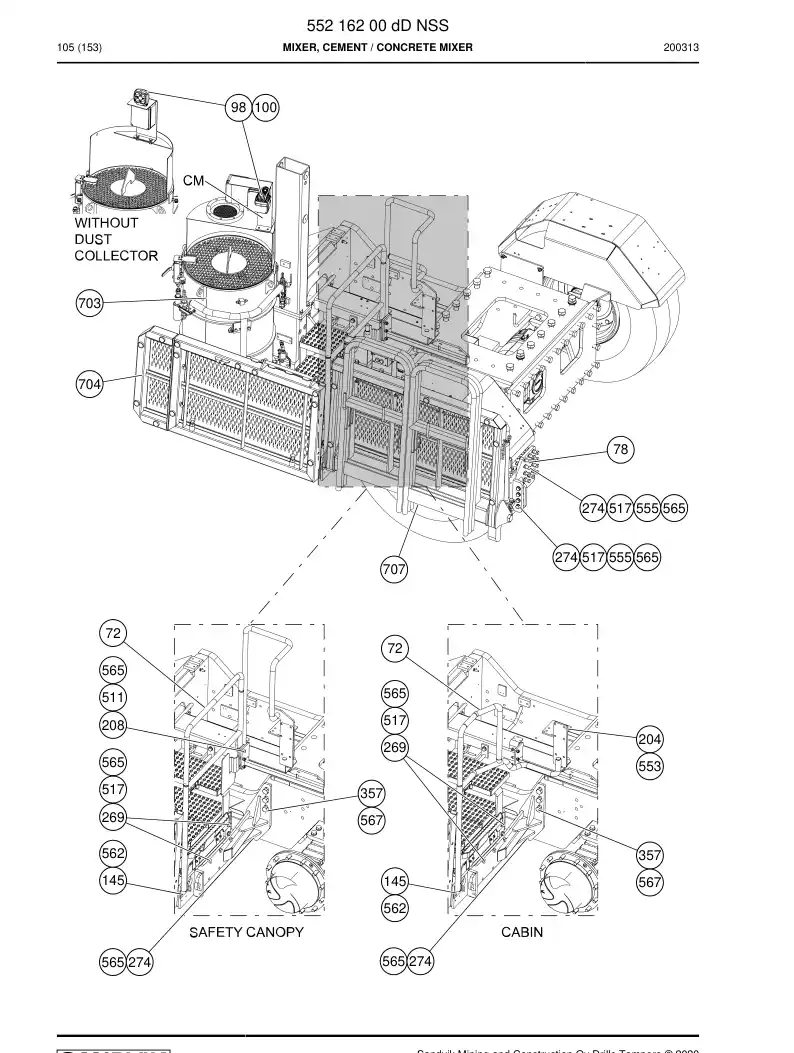55216200d 552 162 00d Mixer, Cement - Sandvik Technical Drawing