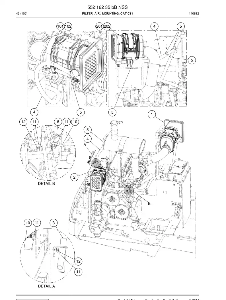 55216235b 552 162 35b Filter, Air - Sandvik Technical Drawing
