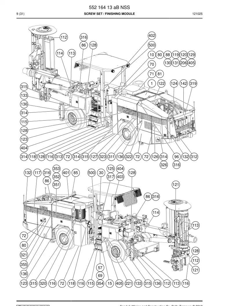 55216413a 552 164 13a Screw set - Sandvik Technical Drawing