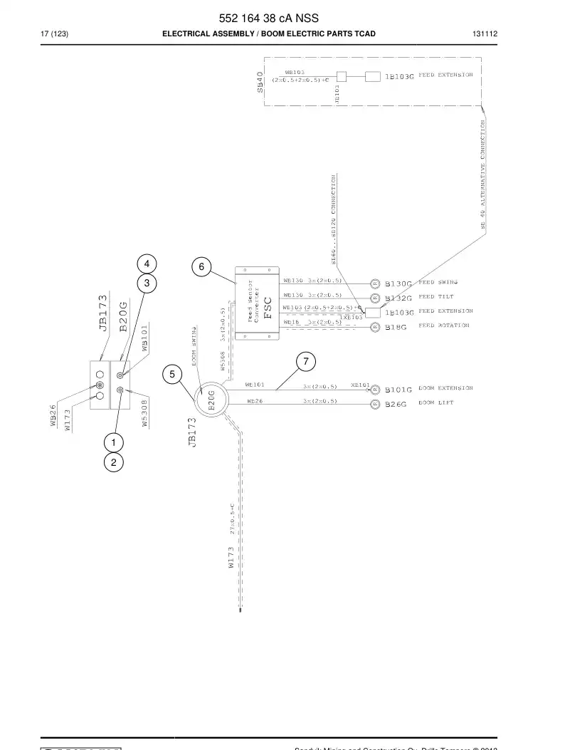 55216438c 552 164 38c Electrical Assembly - Sandvik Technical Drawing