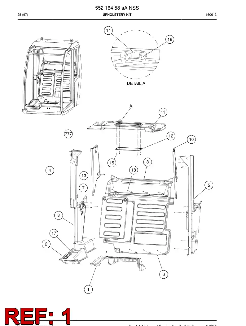 55216456 552 164 56 Cover, Plastic - Sandvik Technical Drawing