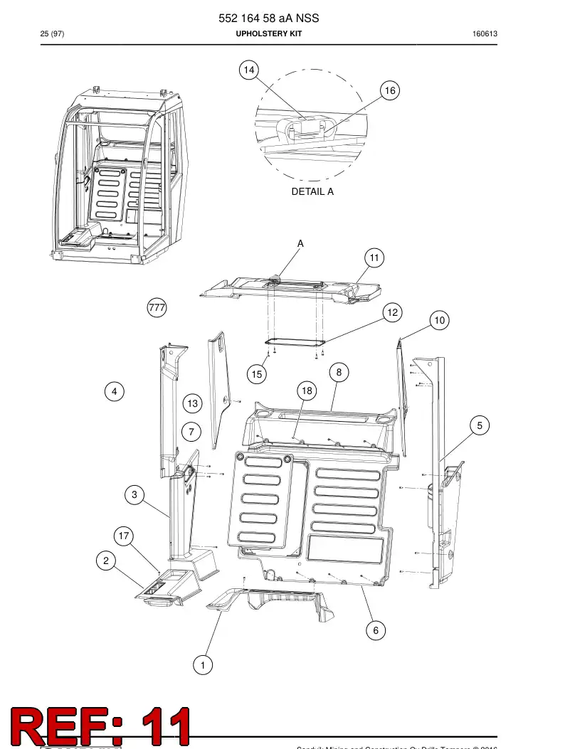 55216457 552 164 57 Plate, Lining - Sandvik Technical Drawing