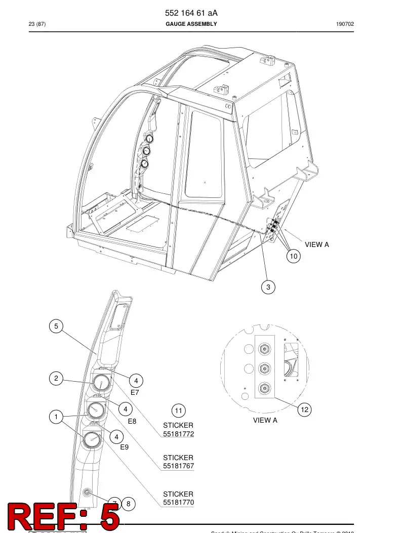 55216459a 552 164 59a Cover, Plastic - Sandvik Technical Drawing