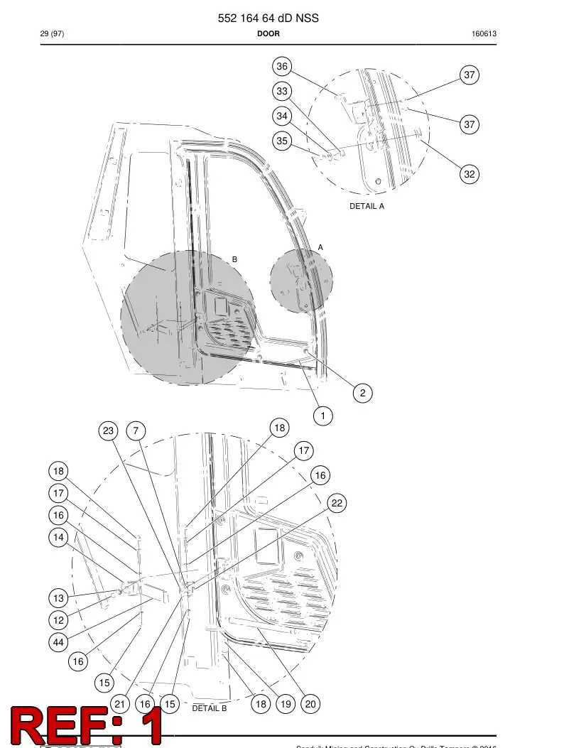 55216462 552 164 62 Cover, Plastic - Sandvik Technical Drawing