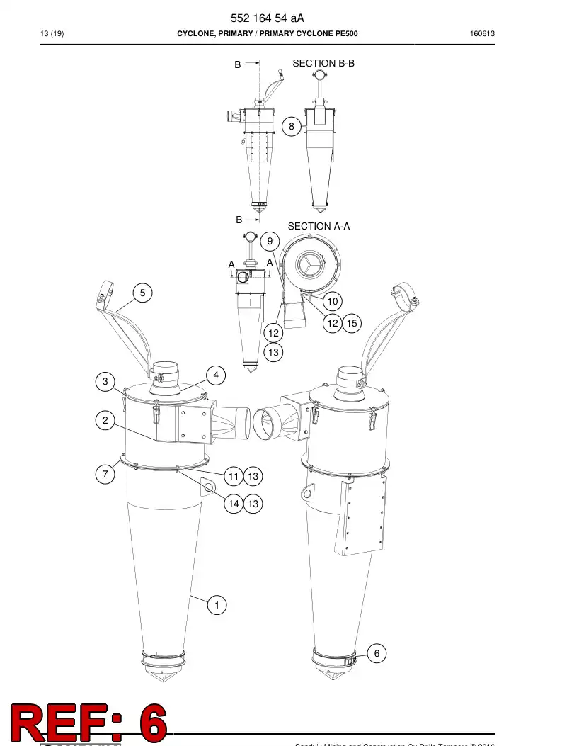 55216463 552 164 63 Plate, Cover - Sandvik Technical Drawing