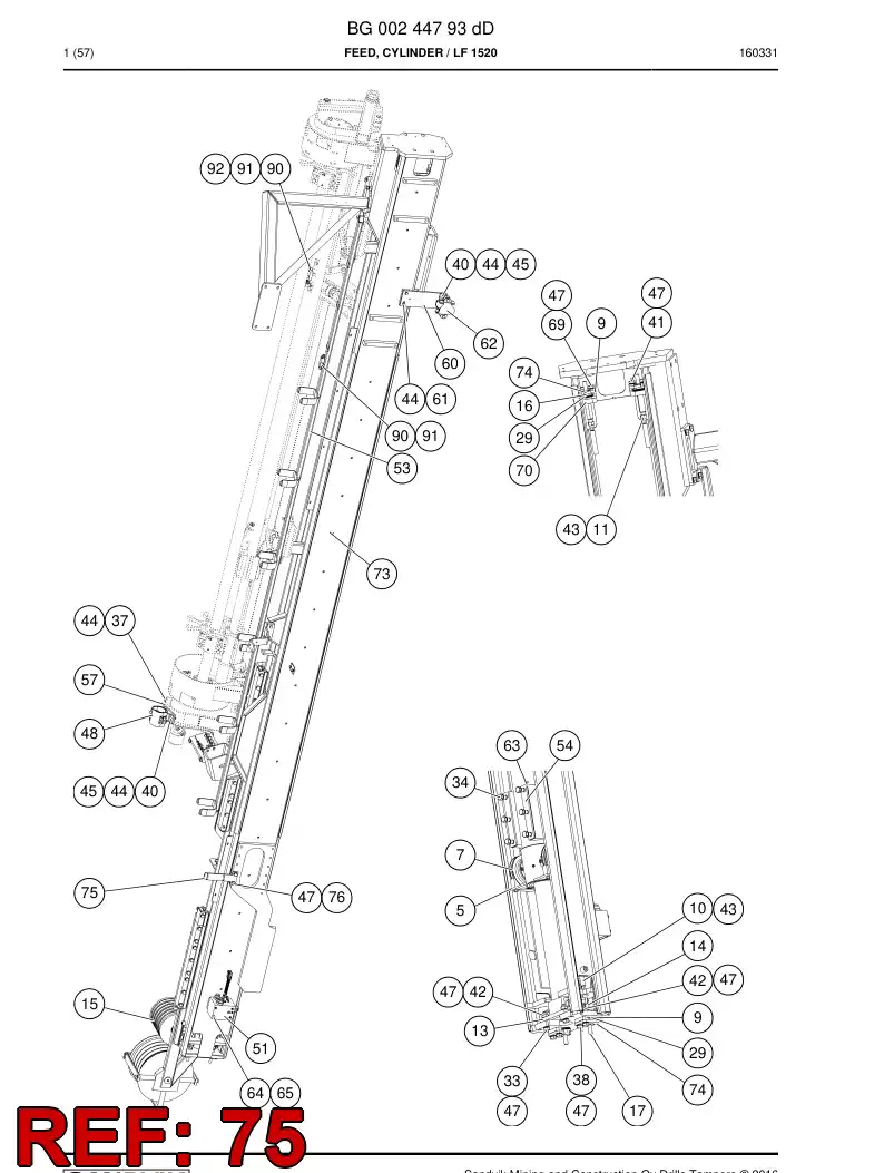 55216480 552 164 80 Support, Hose - Sandvik Technical Drawing