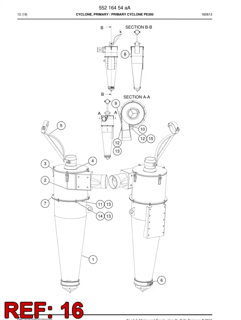 55216485 552 164 85 Seal, Rubber - Sandvik Technical Drawing