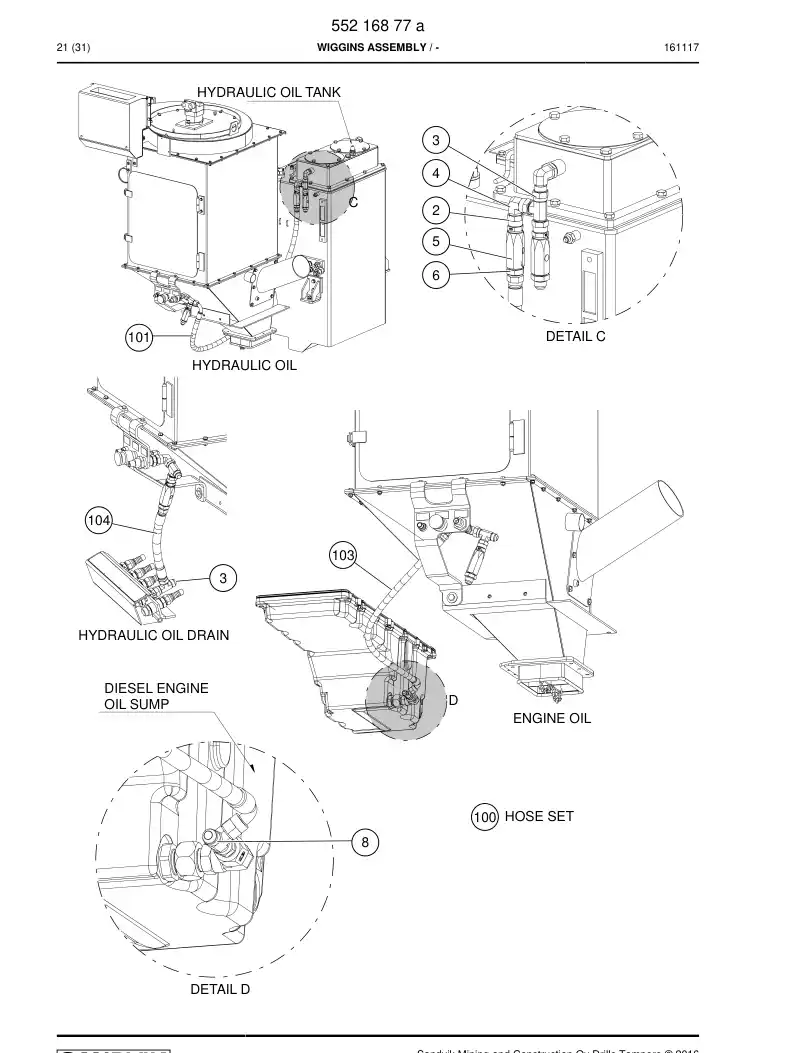 55216877a 552 168 77a Wiggins Assembly - Sandvik Technical Drawing