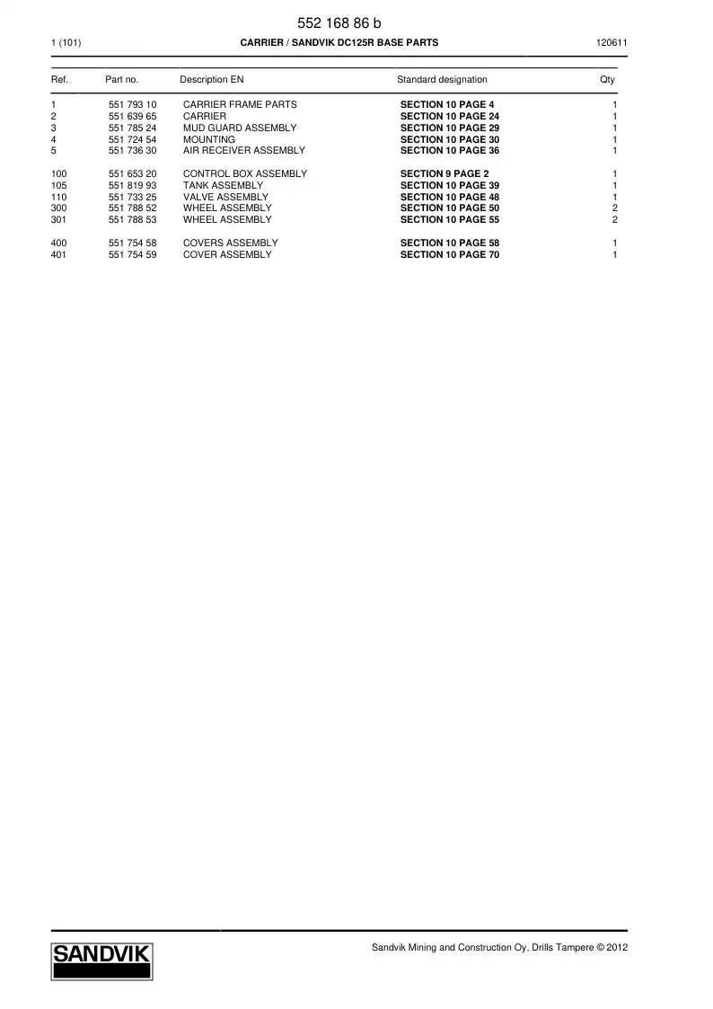 55216886b 552 168 86b CARRIER - Sandvik Technical Drawing