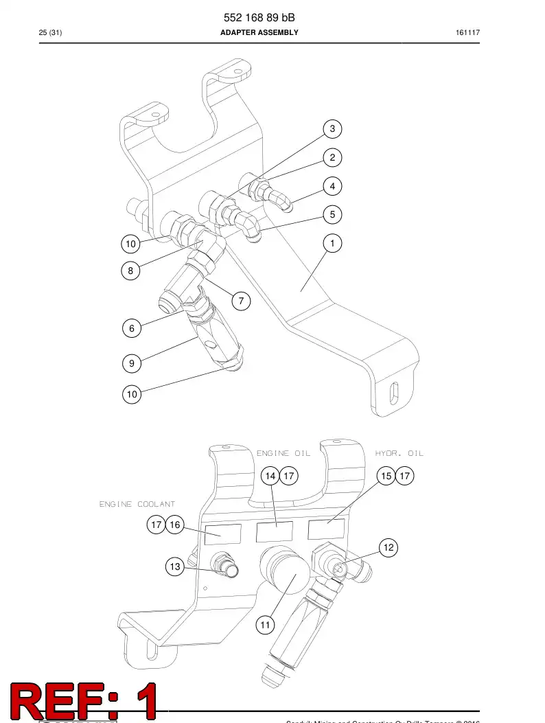55216892 552 168 92 Plate, Adapter - Sandvik Technical Drawing