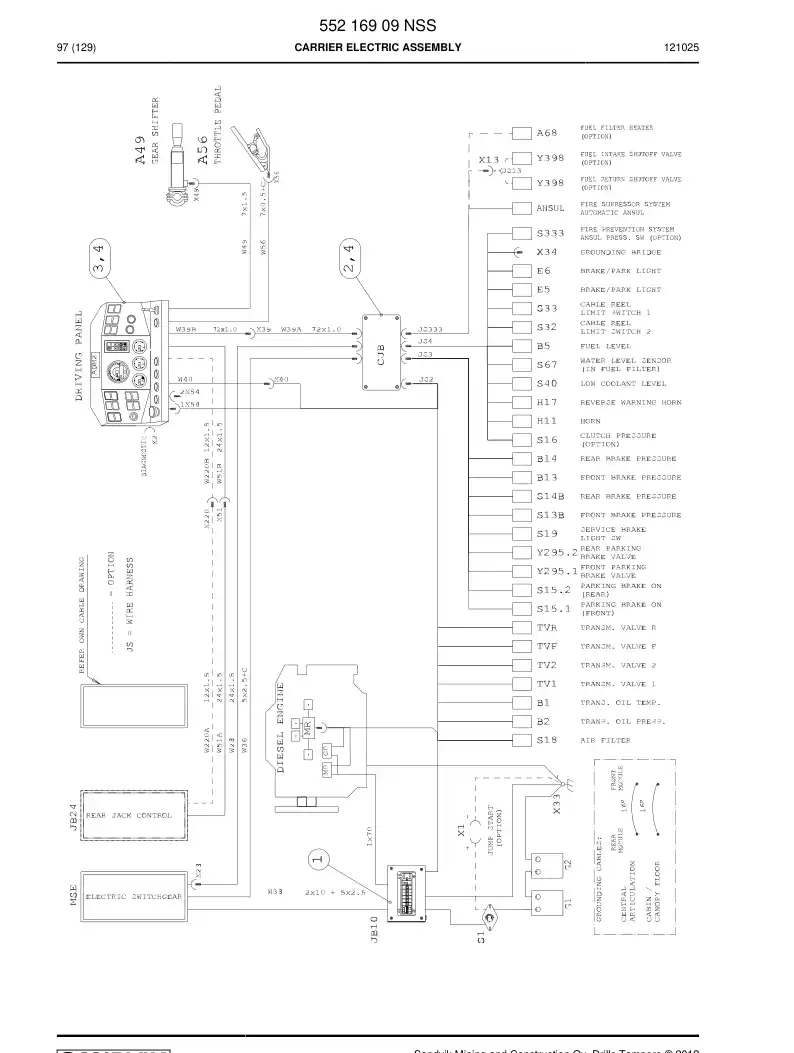 55216909 552 169 09 Carrier electric assembly - Sandvik Technical Drawing