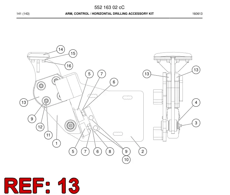 55216957 552 169 57 Slipper Pad - Sandvik Technical Drawing