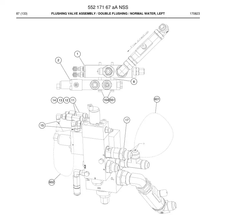 55217167a 552 171 67a Flushing Valve Assembly - Sandvik Technical Drawing