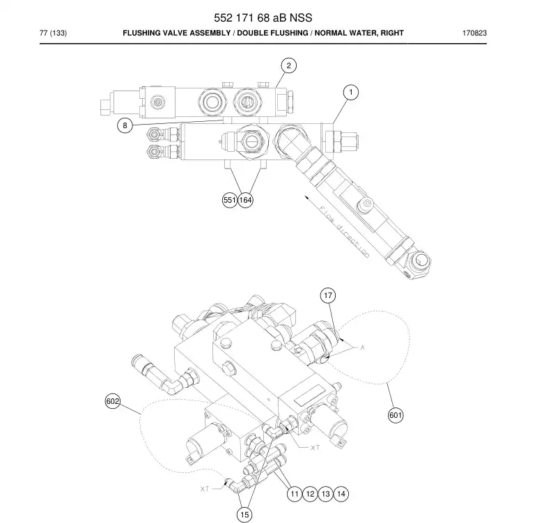 55217168a 552 171 68a Flushing Valve Assembly - Sandvik Technical Drawing
