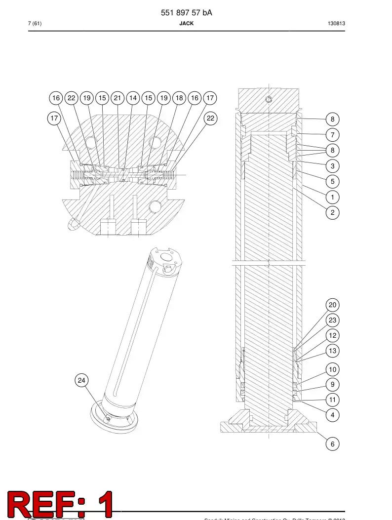 55217235a 552 172 35a Tube, Cylinder - Sandvik Technical Drawing