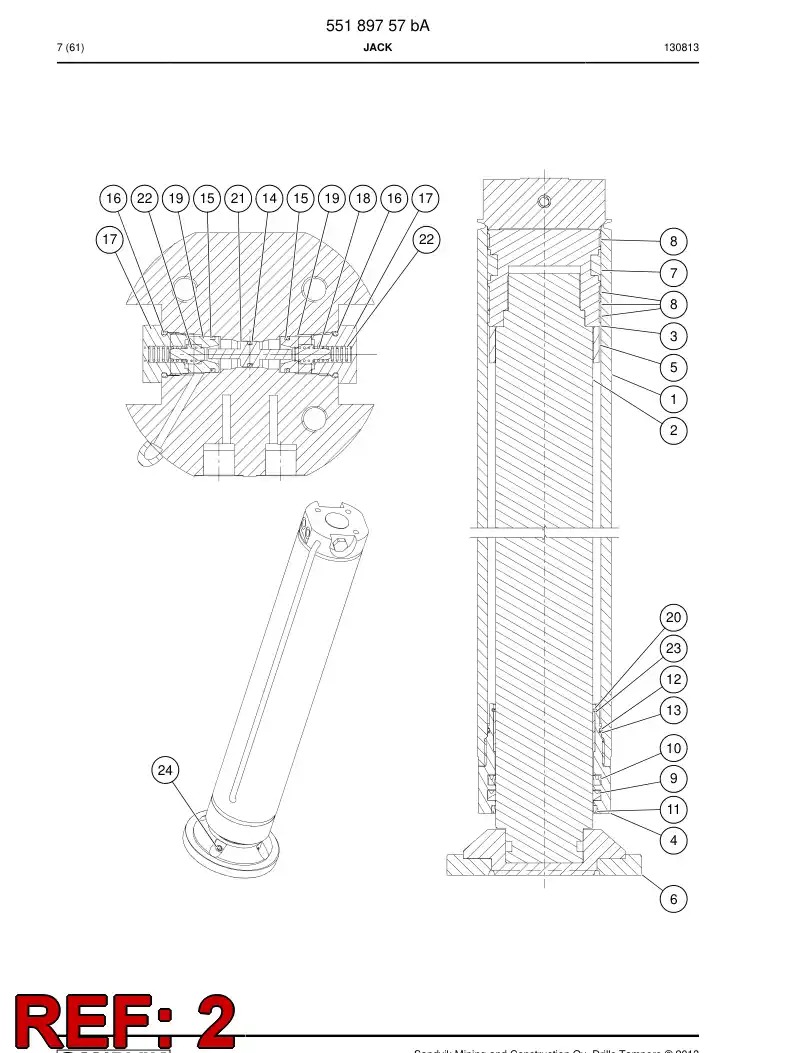 55217236a 552 172 36a Rod, Cylinder - Sandvik Technical Drawing