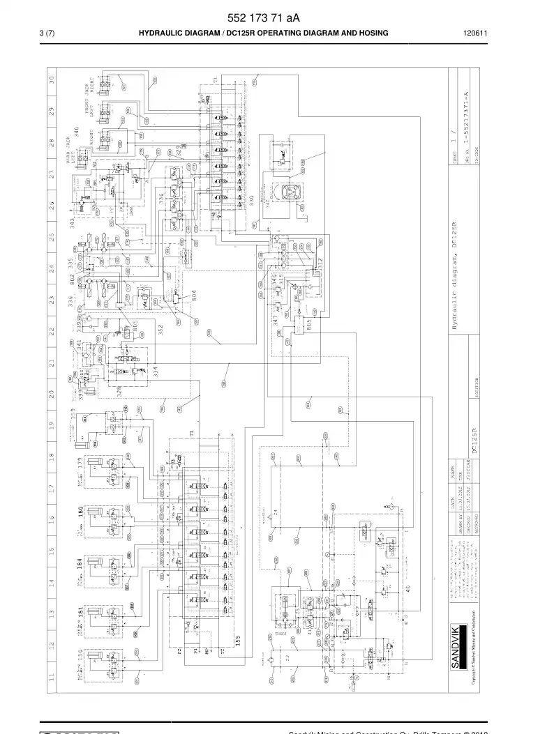 55217371b 552 173 71b Schematic, Hydraulic - Sandvik Technical Drawing