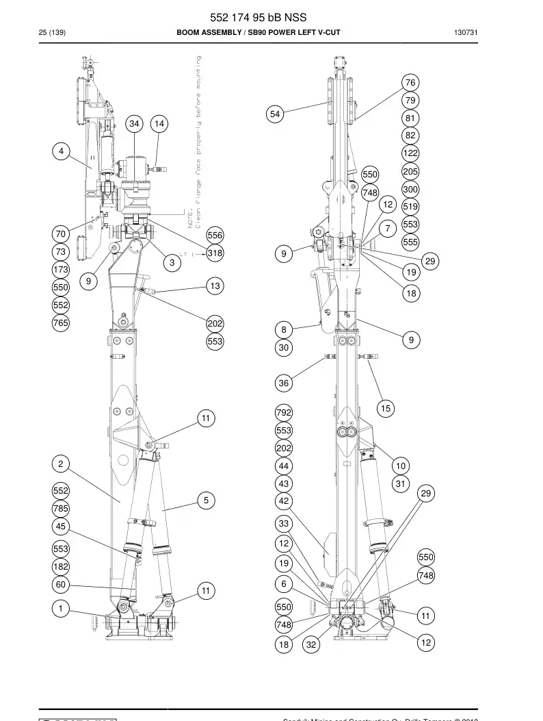 55217495b 552 174 95b Boom Assembly - Sandvik Technical Drawing